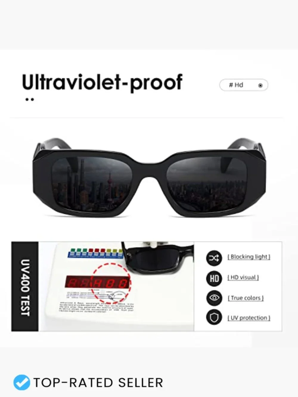 Rectangular Sunglasses Retro 90s Vintage Square Frame Unisex UV400 Protection